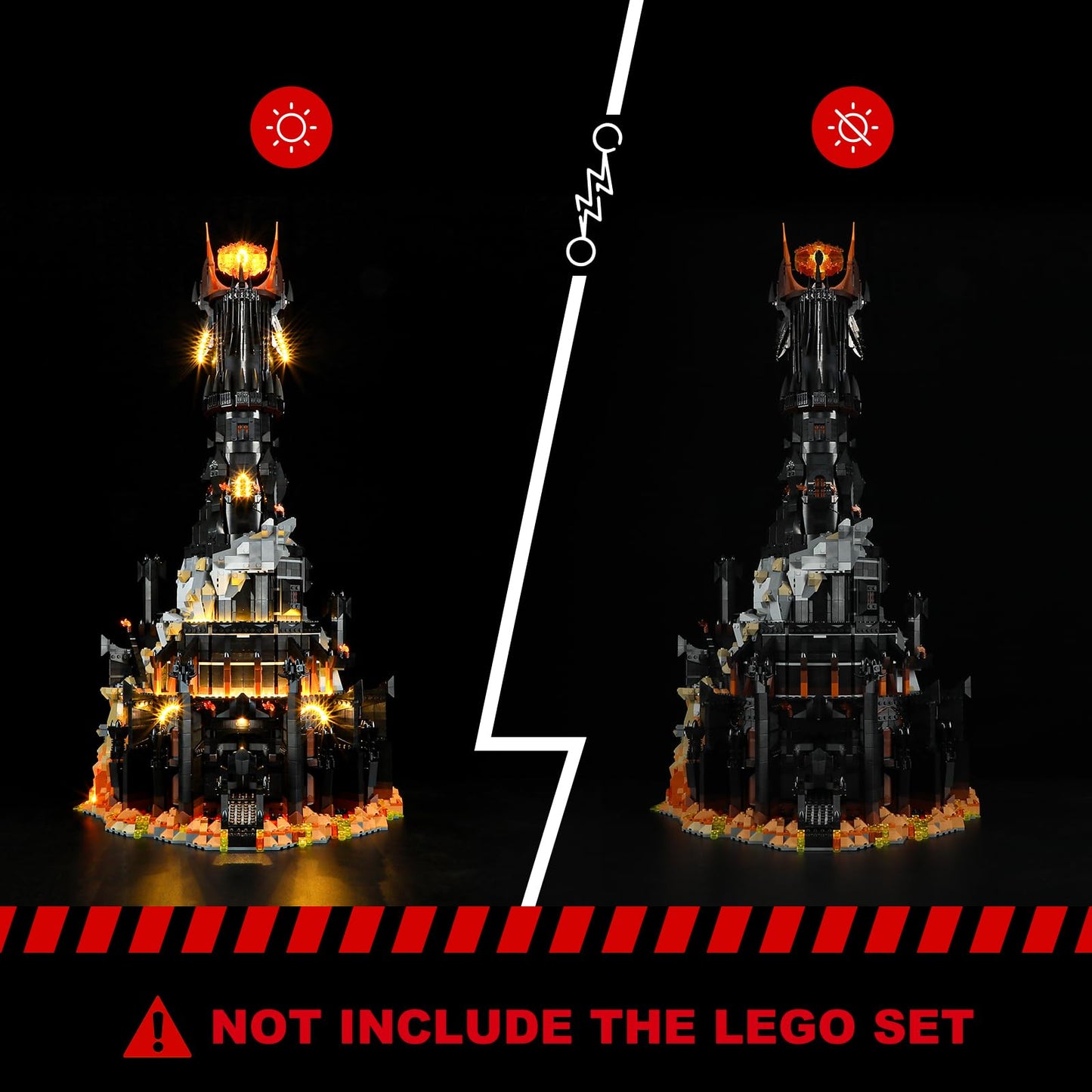 BRIKSMAX Light Kit for Lego-10333 Barad-dûr – LED Enhancement for LEGO Icons LOTR Building Set