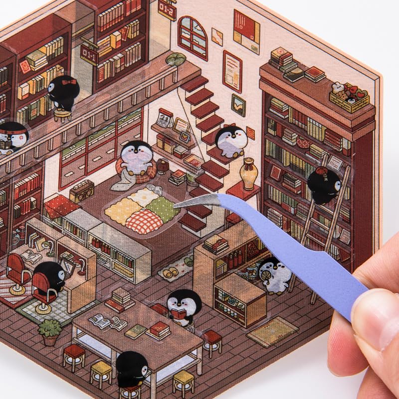 BRINTRUNG 4D House DIY Stickers – Cute Korean Room Scenes (4pcs)