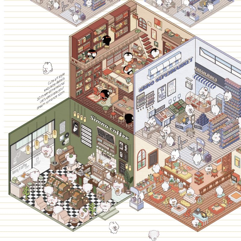 BRINTRUNG 4D House DIY Stickers – Cute Korean Room Scenes (4pcs)