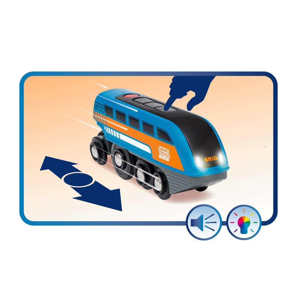 BRIO 33971 Smart Tech Sound Record & Play Engine – Interactive Wooden Train for Ages 3+