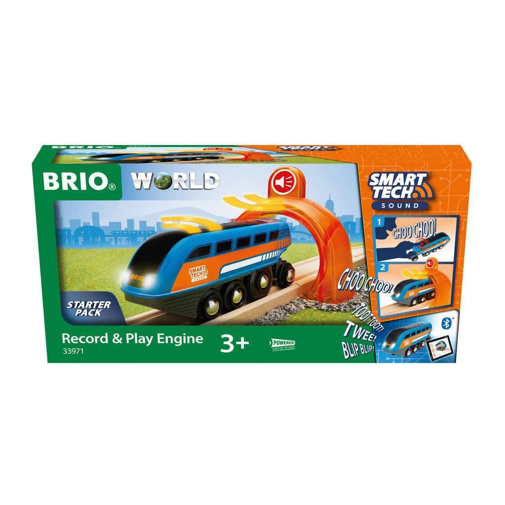 BRIO 33971 Smart Tech Sound Record & Play Engine – Interactive Wooden Train for Ages 3+