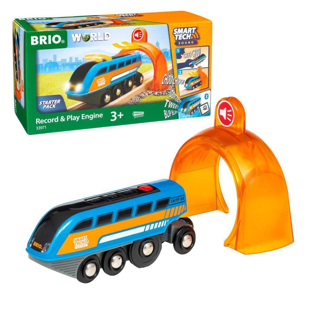 BRIO 33971 Smart Tech Sound Record & Play Engine – Interactive Wooden Train for Ages 3+