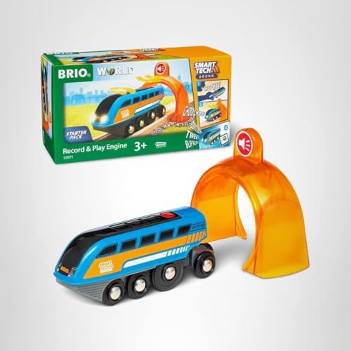 BRIO 33971 Smart Tech Sound Record & Play Engine – Interactive Wooden Train for Ages 3+
