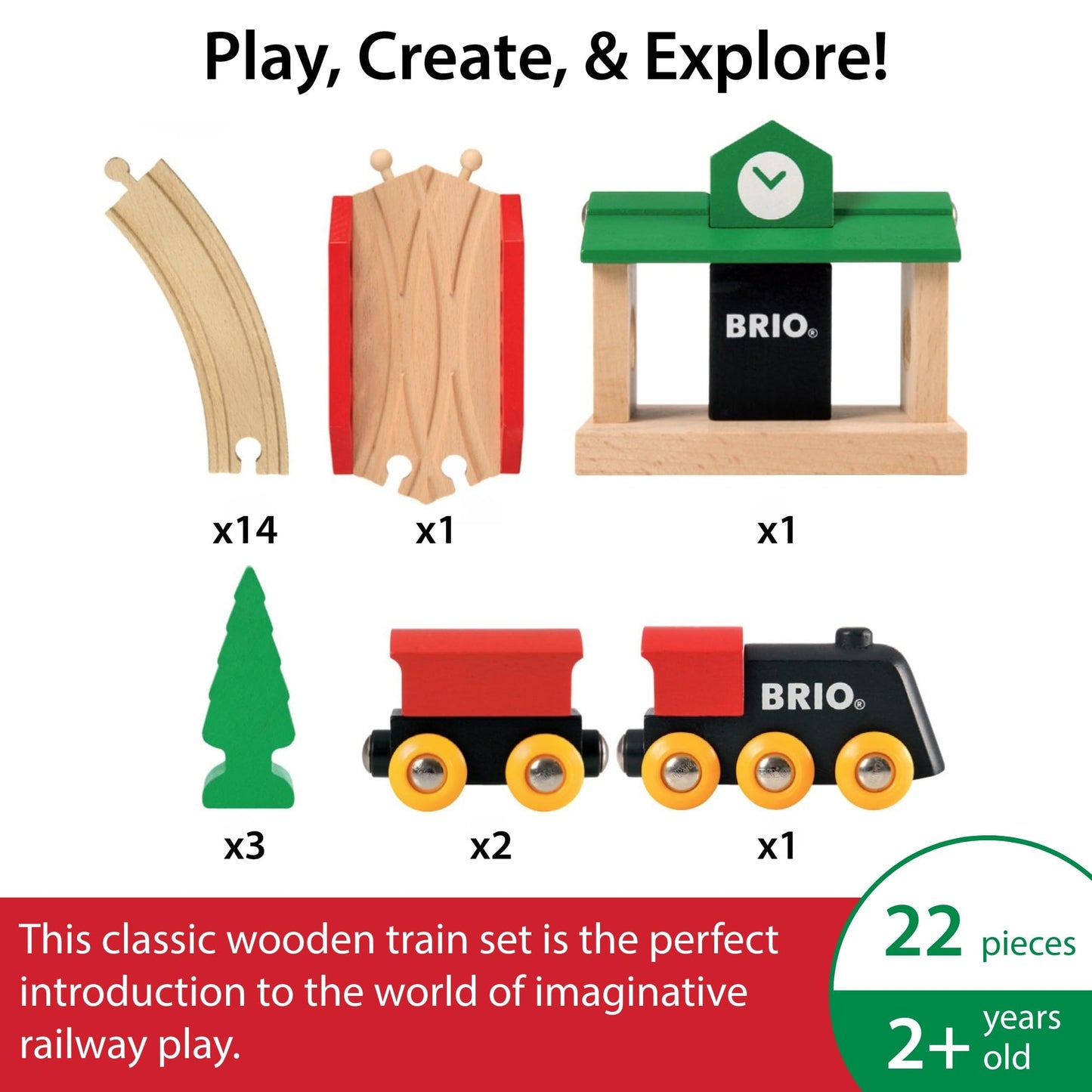 BRIO Classic Figure 8 Set – 22-Piece FSC-Certified Wooden Train + Accessories