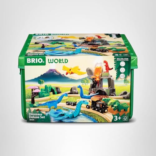 BRIO World Dinosaur Deluxe Set – 44-Piece FSC-Certified Wooden Train
