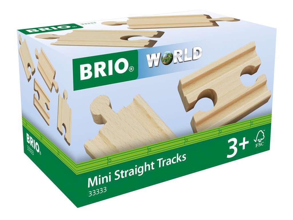Brio World 33333-4-Piece Mini Straight Tracks | Compatible with BRIO Train Sets | FSC Beech Wood