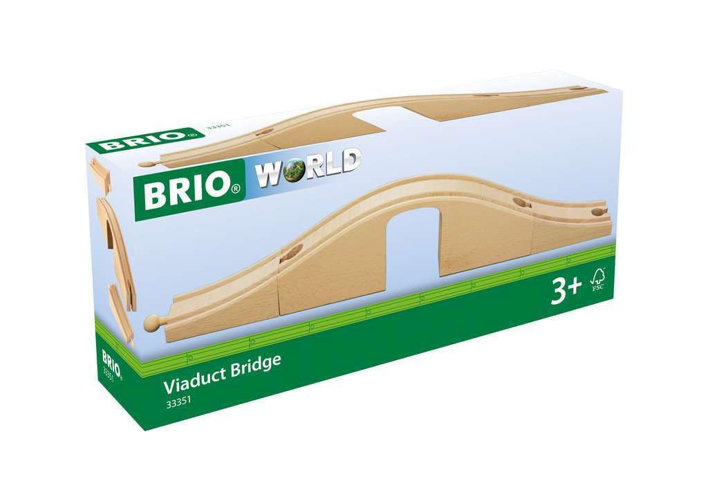BRIO World 33351 Viaduct Bridge – 3-Piece Wooden Train Set Accessory