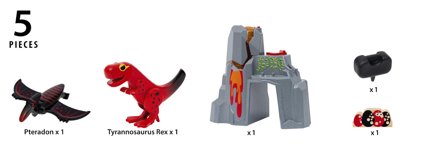 BRIO World 36092 Dinosaur Erupting Volcano – Interactive Train Set for Ages 3+