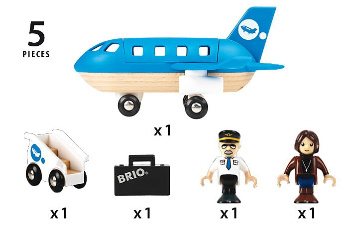 BRIO World 33306 Airplane | Stimulating Wooden Toy Plane Set for Creative Play