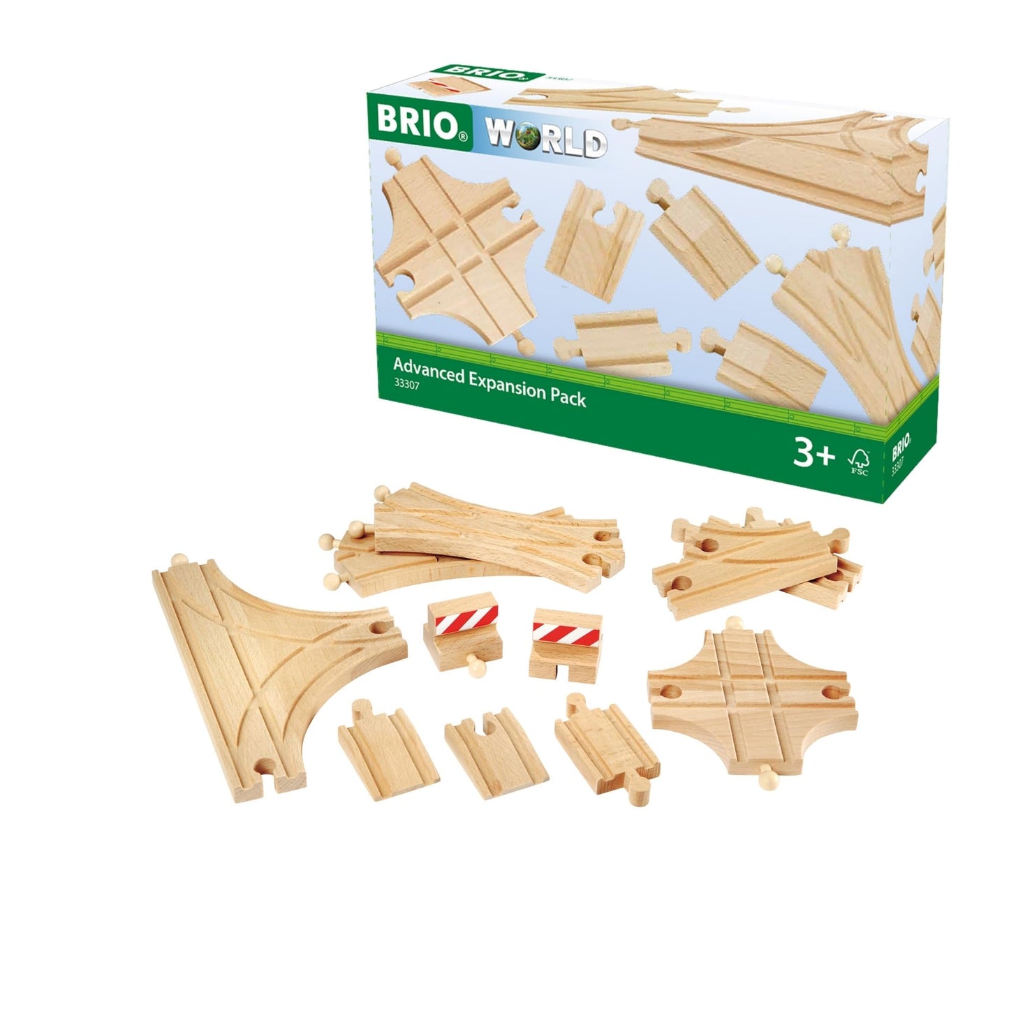 BRIO World Advanced Expansion Pack – 11-Piece Wooden Track & Switches | FSC-Certified & Compatible with All Railways | Ages 3+