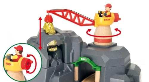BRIO World Crane & Mountain Tunnel – 7-Piece Toy Train Accessory | FSC Beech Wood | Ages 3+