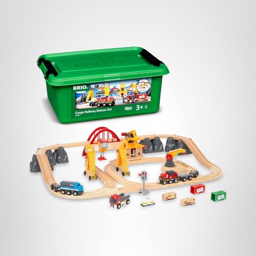 BRIO World Cargo Railway Deluxe – 54-Piece FSC Wooden Train Set