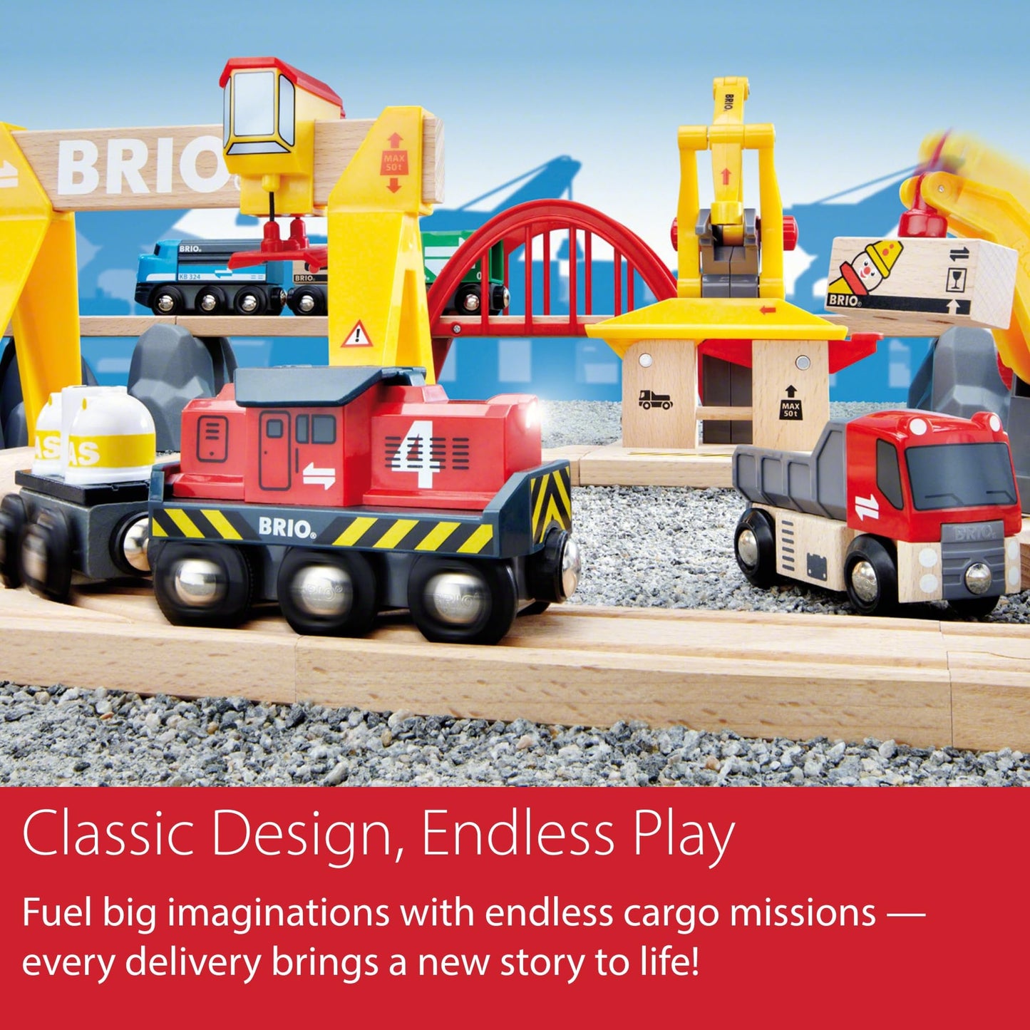 BRIO World Cargo Railway Deluxe – 54-Piece FSC Wooden Train Set