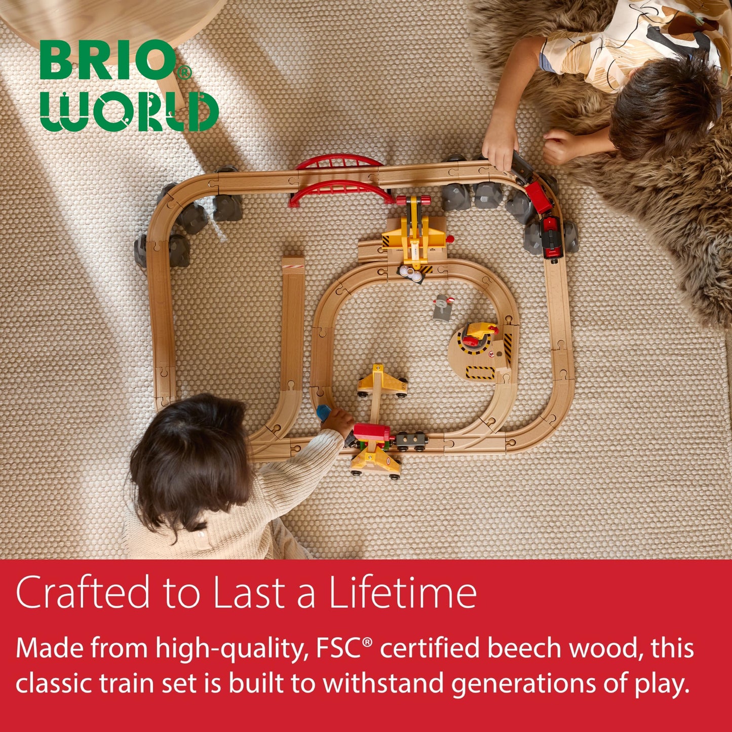 BRIO World Cargo Railway Deluxe – 54-Piece FSC Wooden Train Set