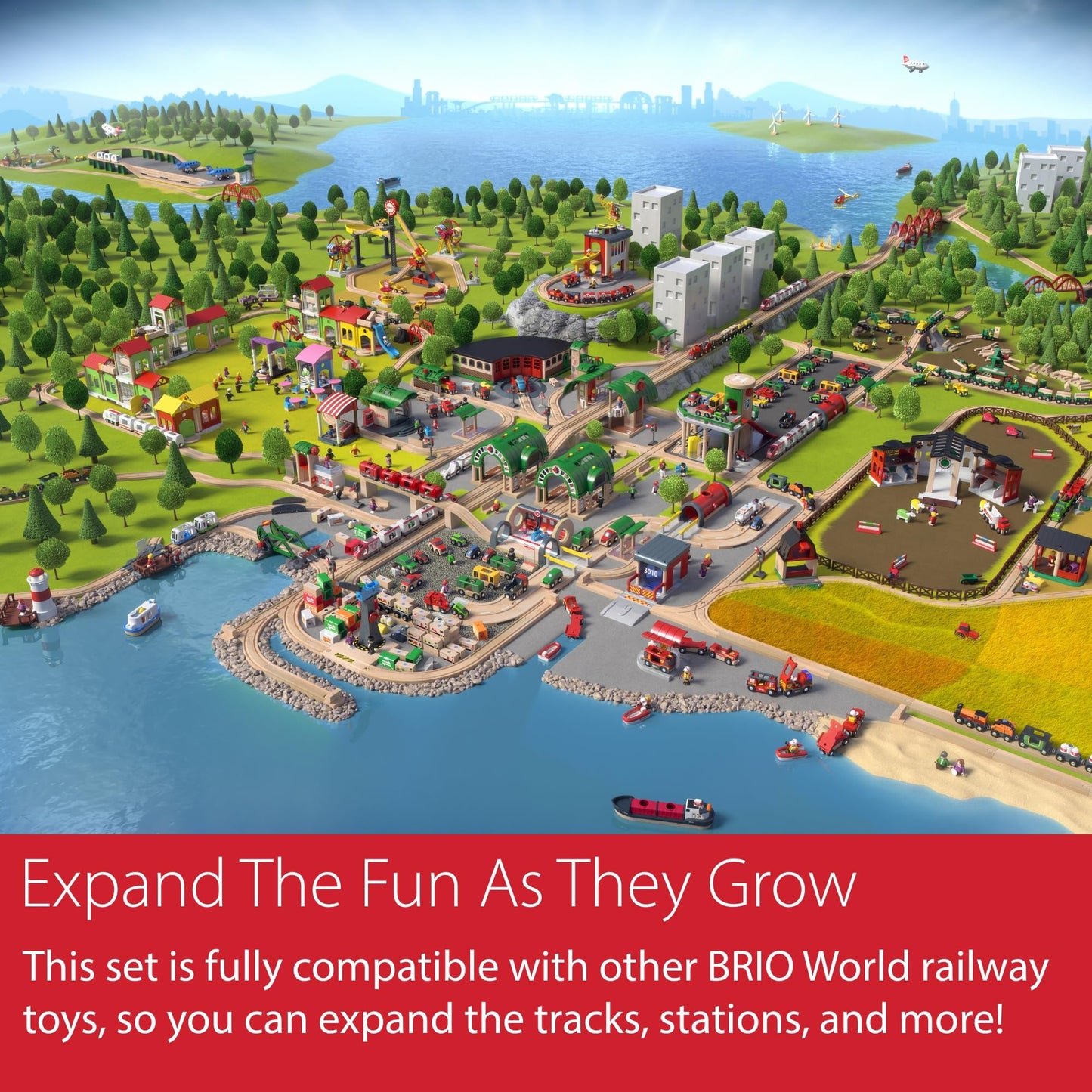 BRIO World Cargo Railway Deluxe – 54-Piece FSC Wooden Train Set
