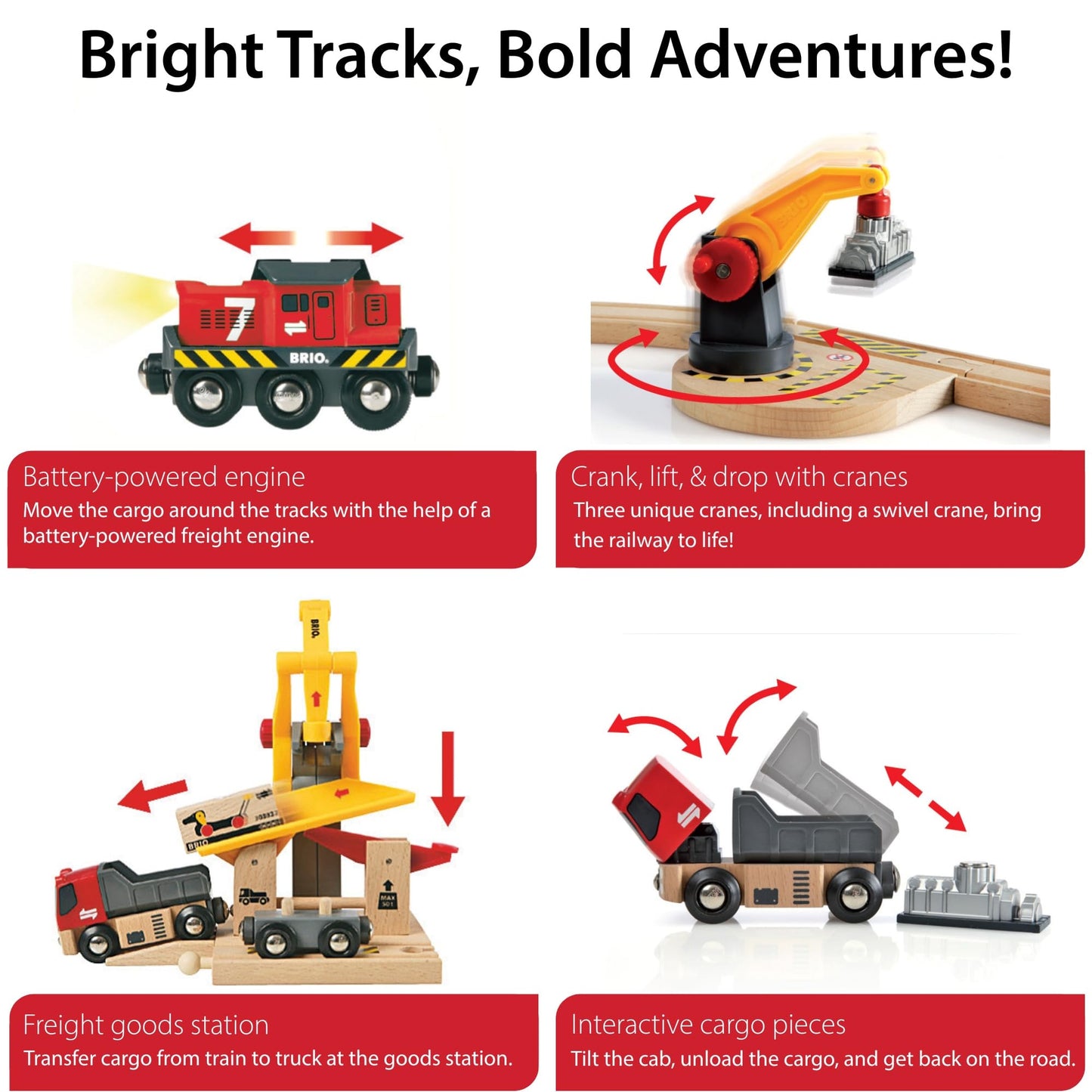 BRIO World Cargo Railway Deluxe – 54-Piece FSC Wooden Train Set