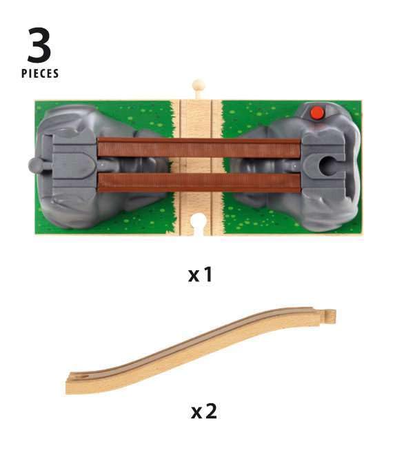 BRIO World Collapsing Bridge - 3-Piece FSC-Certified Wooden Train Accessory