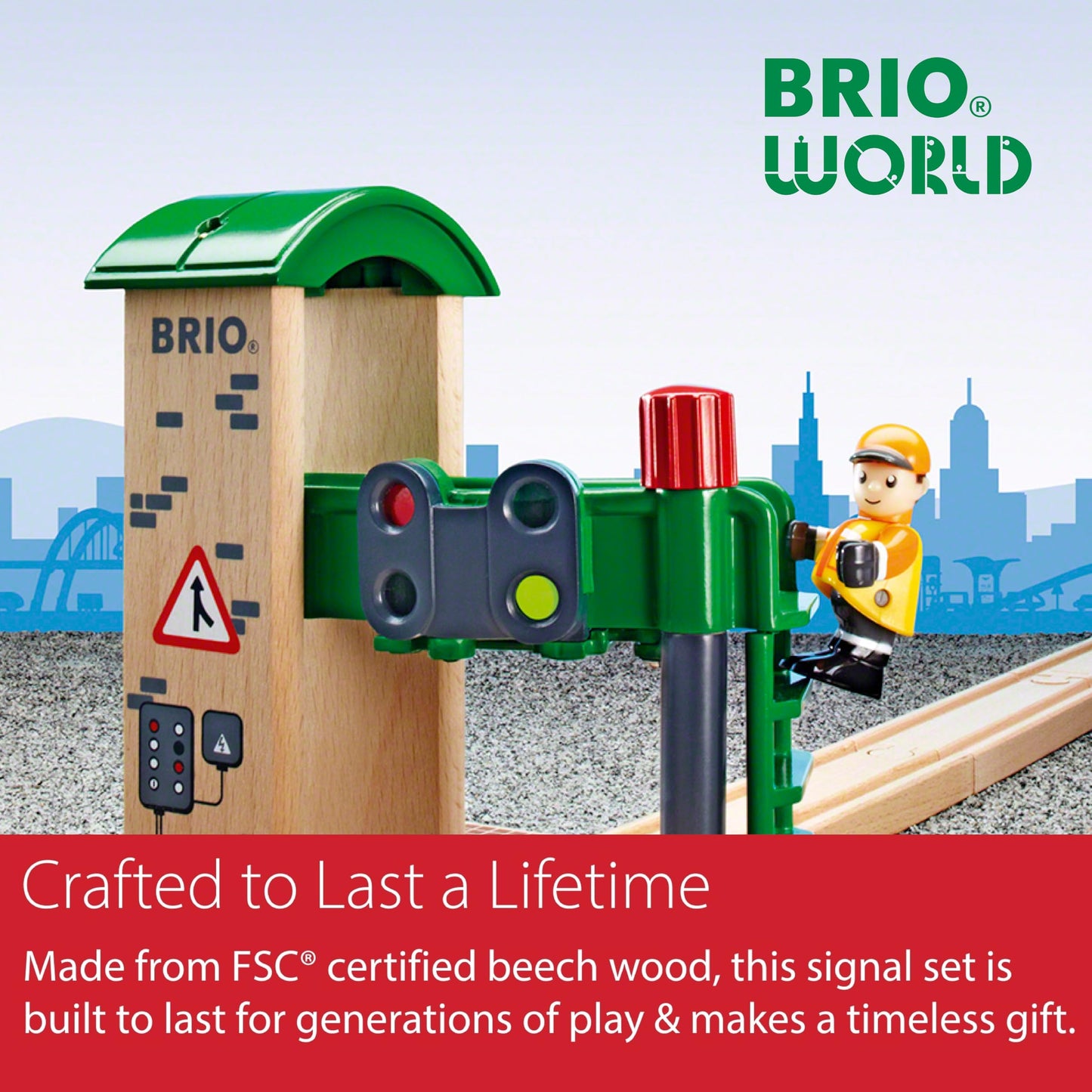 BRIO World Signal Station Set – Interactive 2-Piece Wooden Train Track (FSC Certified)