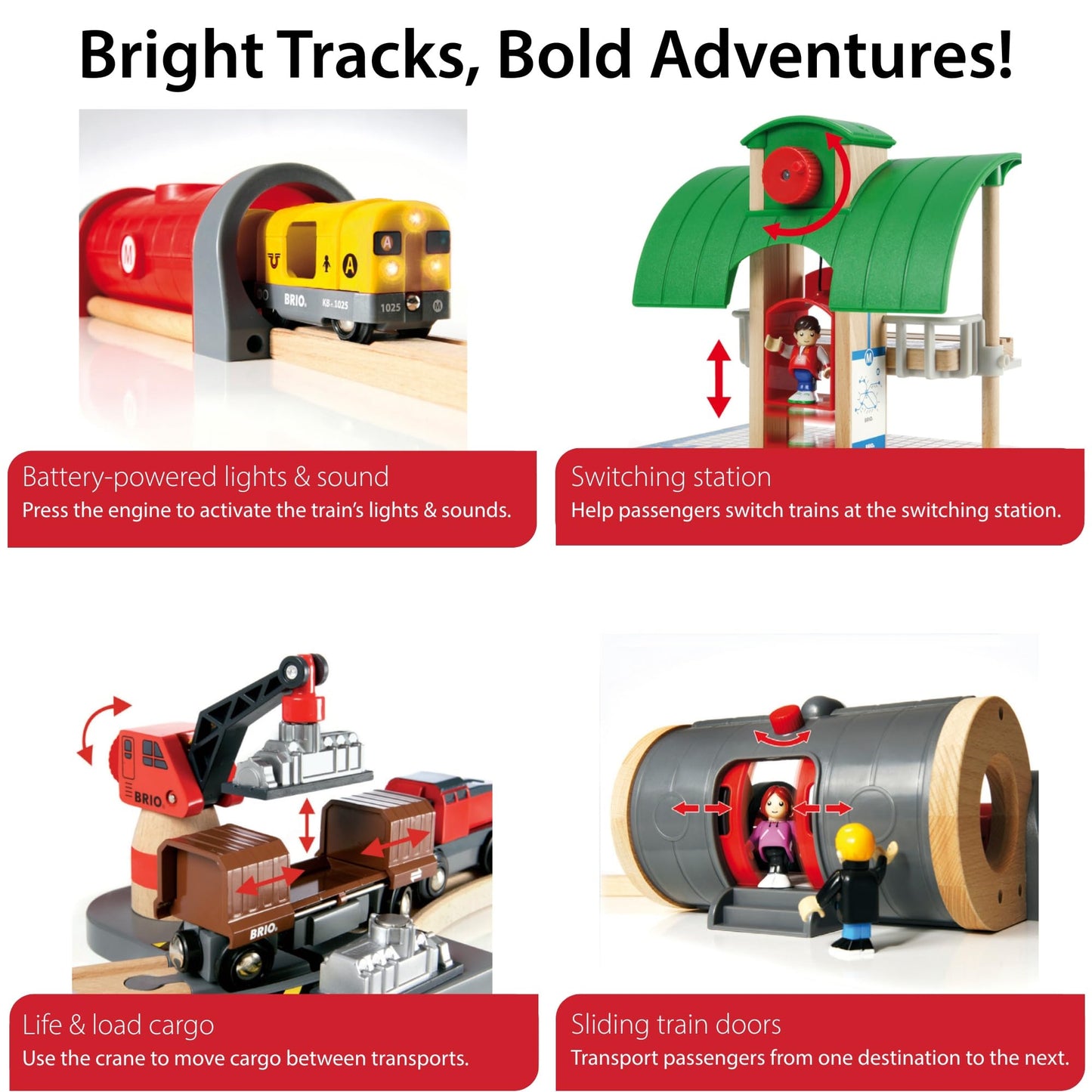 BRIO World Deluxe Railway Set – 87-Piece Wooden Train Set with Passenger & Freight Trains, Stations, and Safe, Sustainable Design
