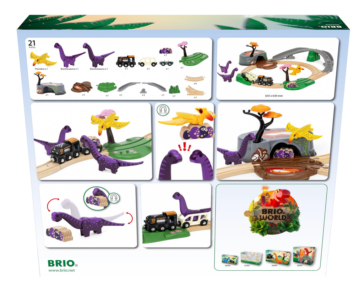 BRIO World Dinosaur Adventure Set – 21-Piece FSC-Certified Wooden Train Set