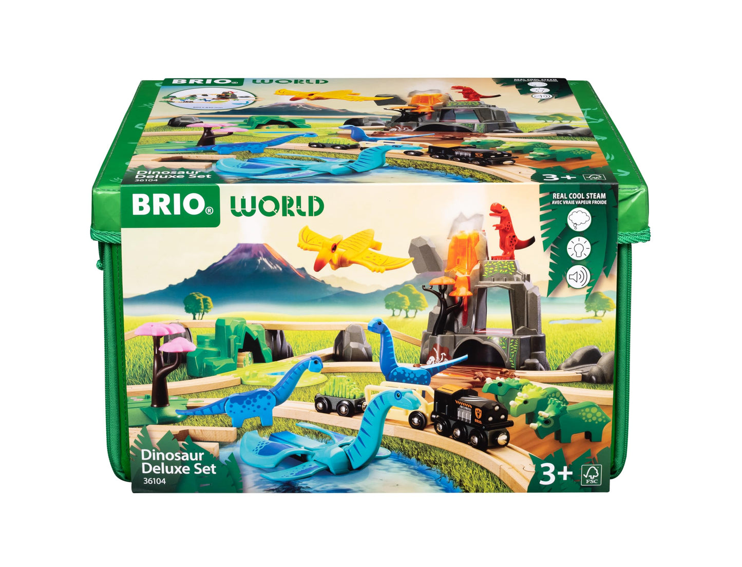 BRIO World Dinosaur Deluxe Set – 44-Piece FSC-Certified Wooden Train