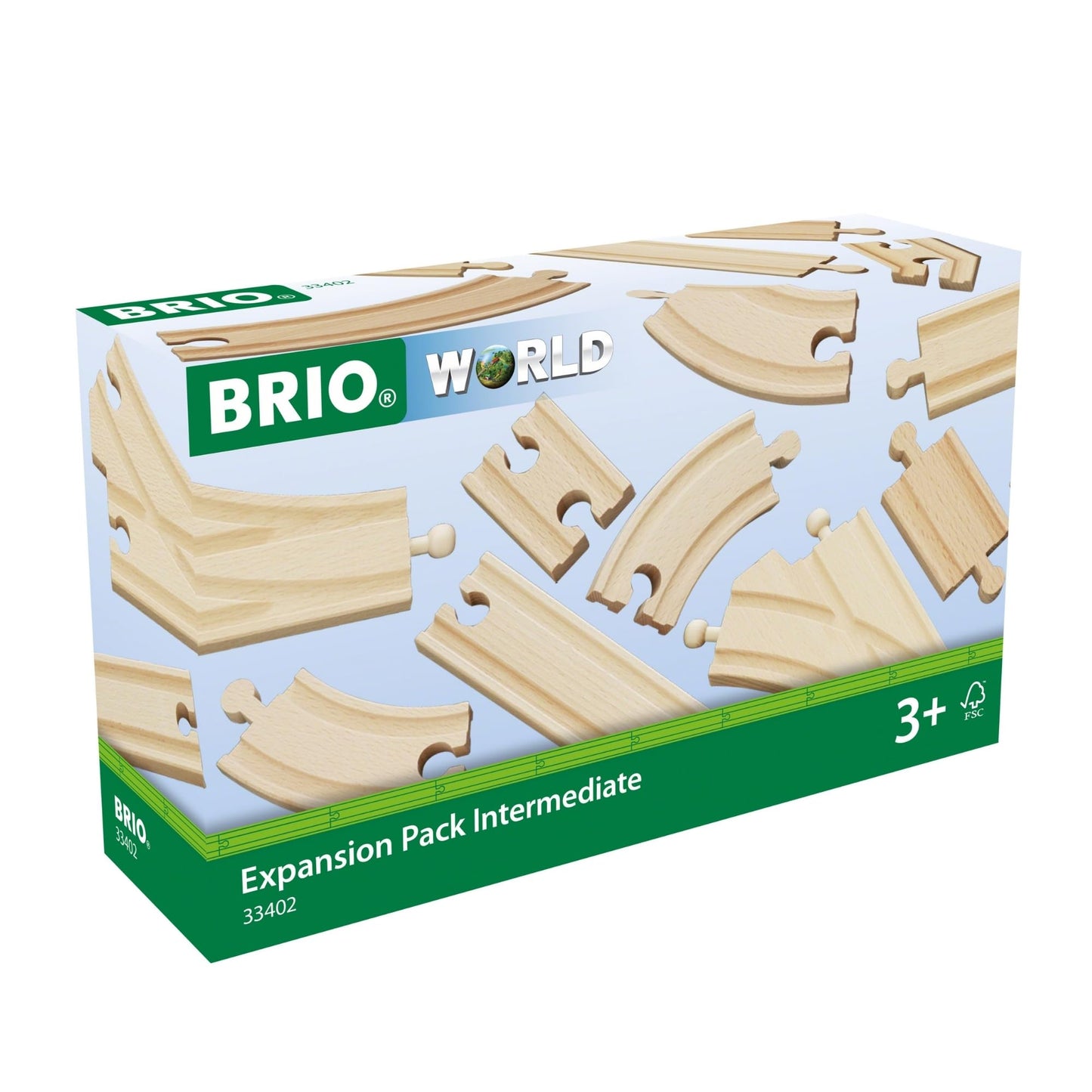 BRIO World Expansion Pack Intermediate — 16-Piece FSC Wooden Train Tracks with Switches