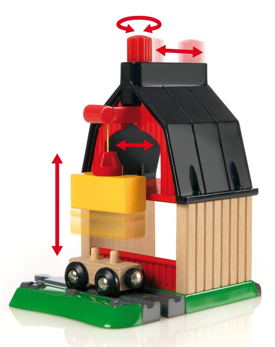 BRIO World Farm Railway Set — 20-Piece FSC-Certified Wooden Train Set with Barn, Tractor, Crane