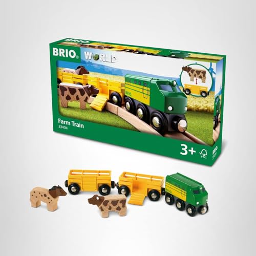 BRIO World Farm Train Set - 5-Piece FSC-Certified Wood | Compatible with All Wooden Railway Sets | Ages 3+
