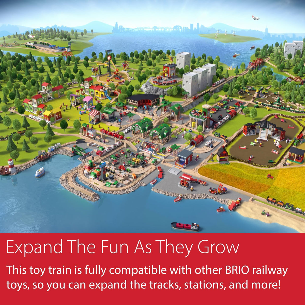 BRIO World Mighty Red Action Locomotive – Battery-Operated Wooden Train with Lights & Sound | BRIO World
