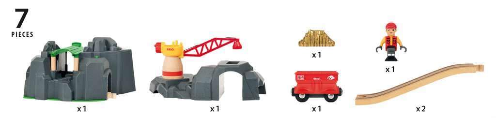 BRIO World Crane & Mountain Tunnel – 7-Piece Toy Train Accessory | FSC Beech Wood | Ages 3+