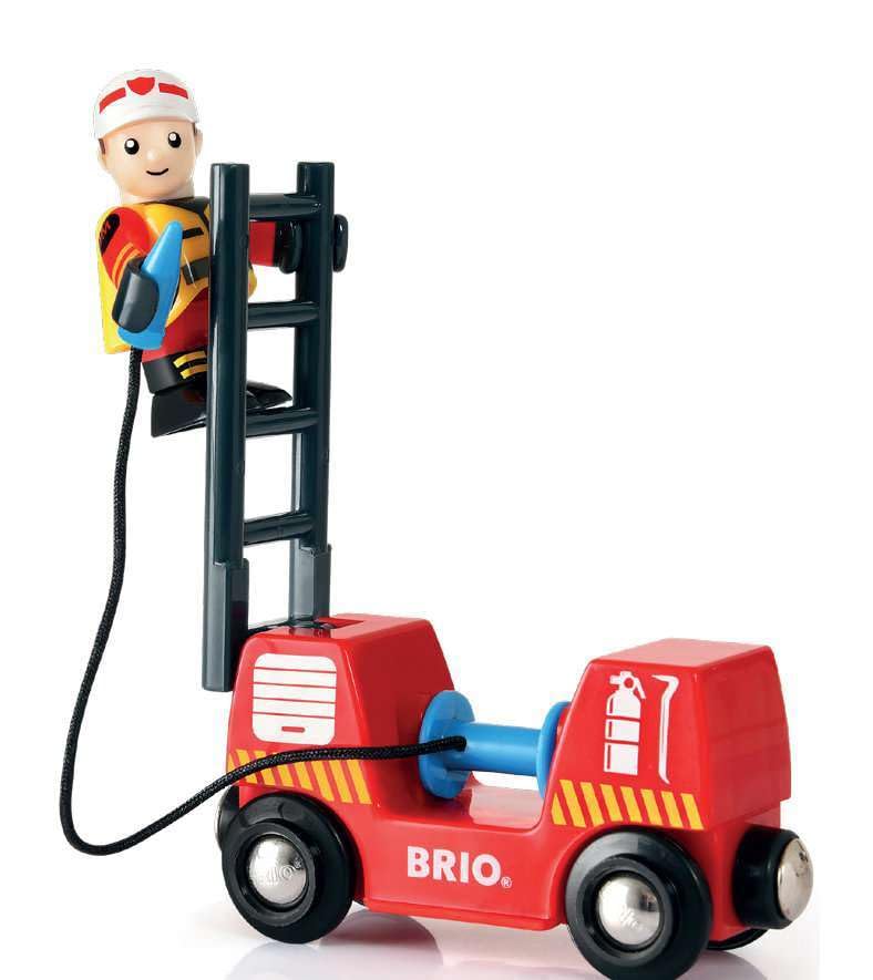 BRIO World Rescue Firefighter Set - 18-Piece FSC-Certified Wood Train Set with Lights & Sound
