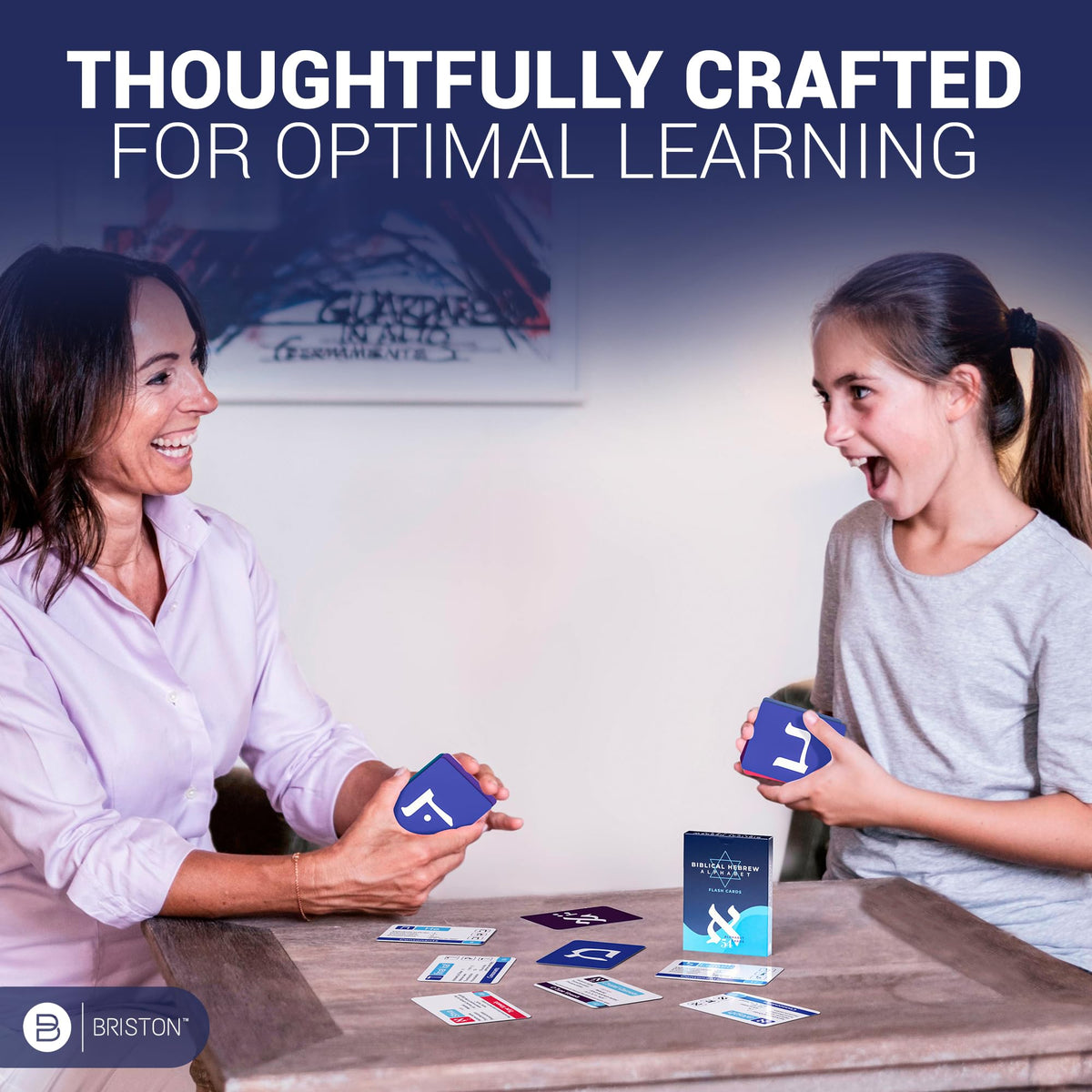 Briston Biblical Hebrew Alphabet Flash Cards – 54 Letters with Transliteration & Pronunciation