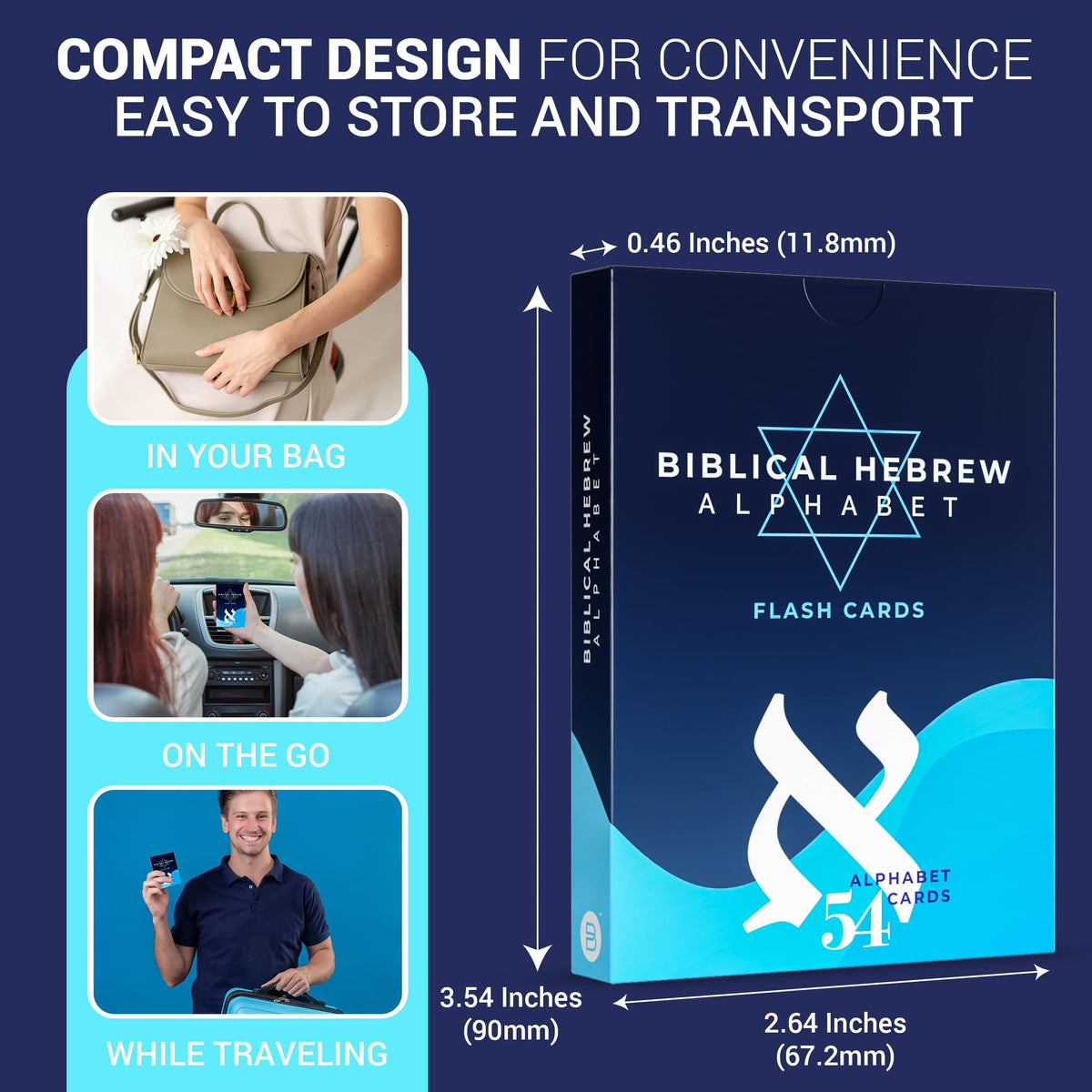 Briston Biblical Hebrew Alphabet Flash Cards – 54 Letters with Transliteration & Pronunciation
