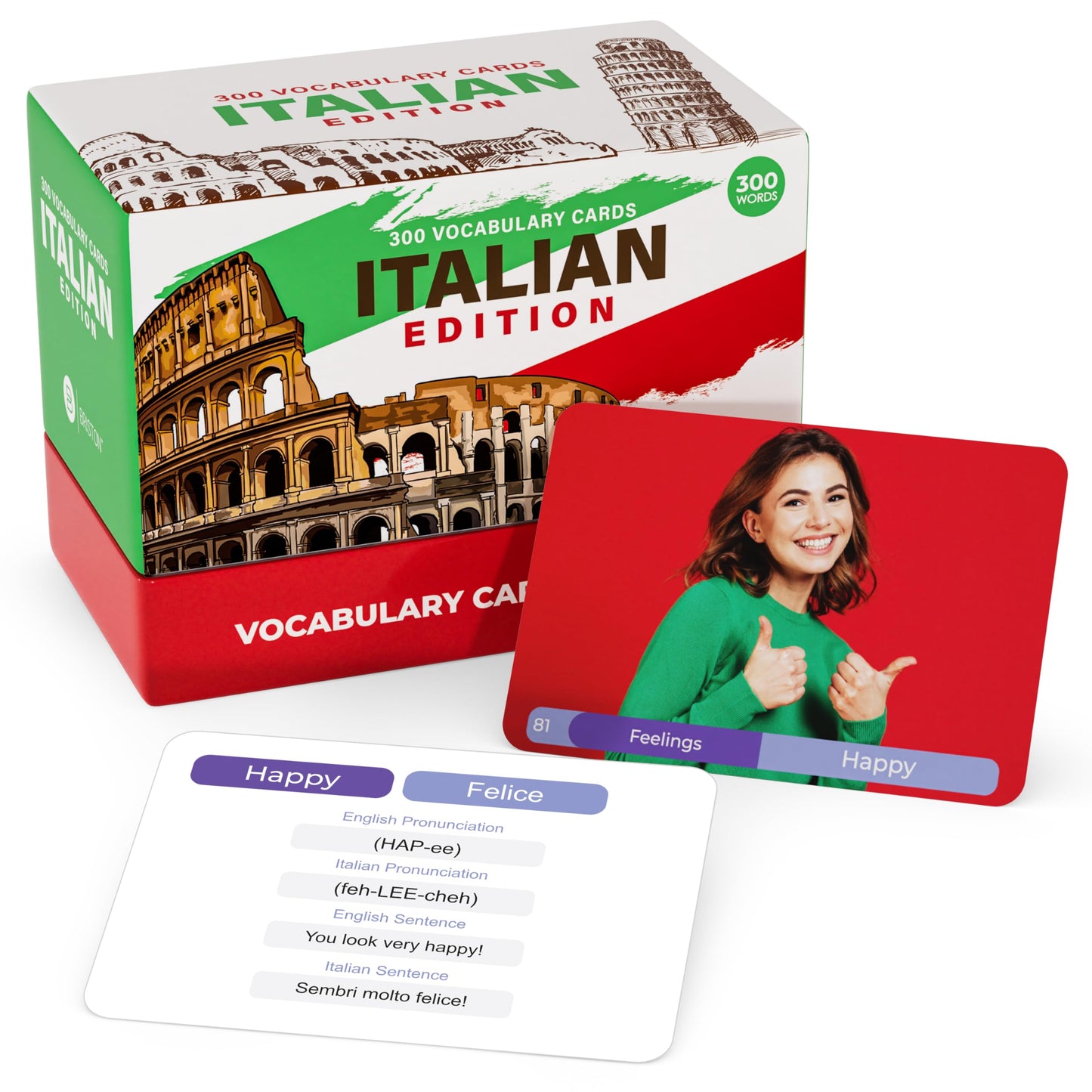 Briston Italian Edition: 300-Word Picture Flash Cards with Pronunciation