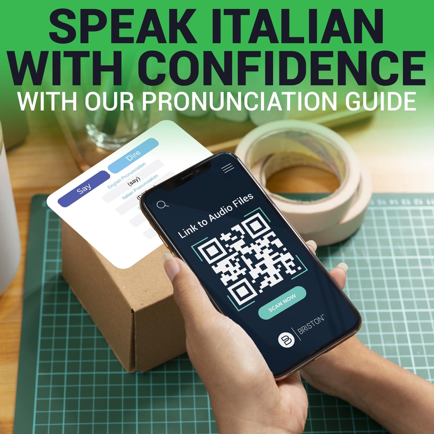 Briston Italian Edition: 300-Word Picture Flash Cards with Pronunciation