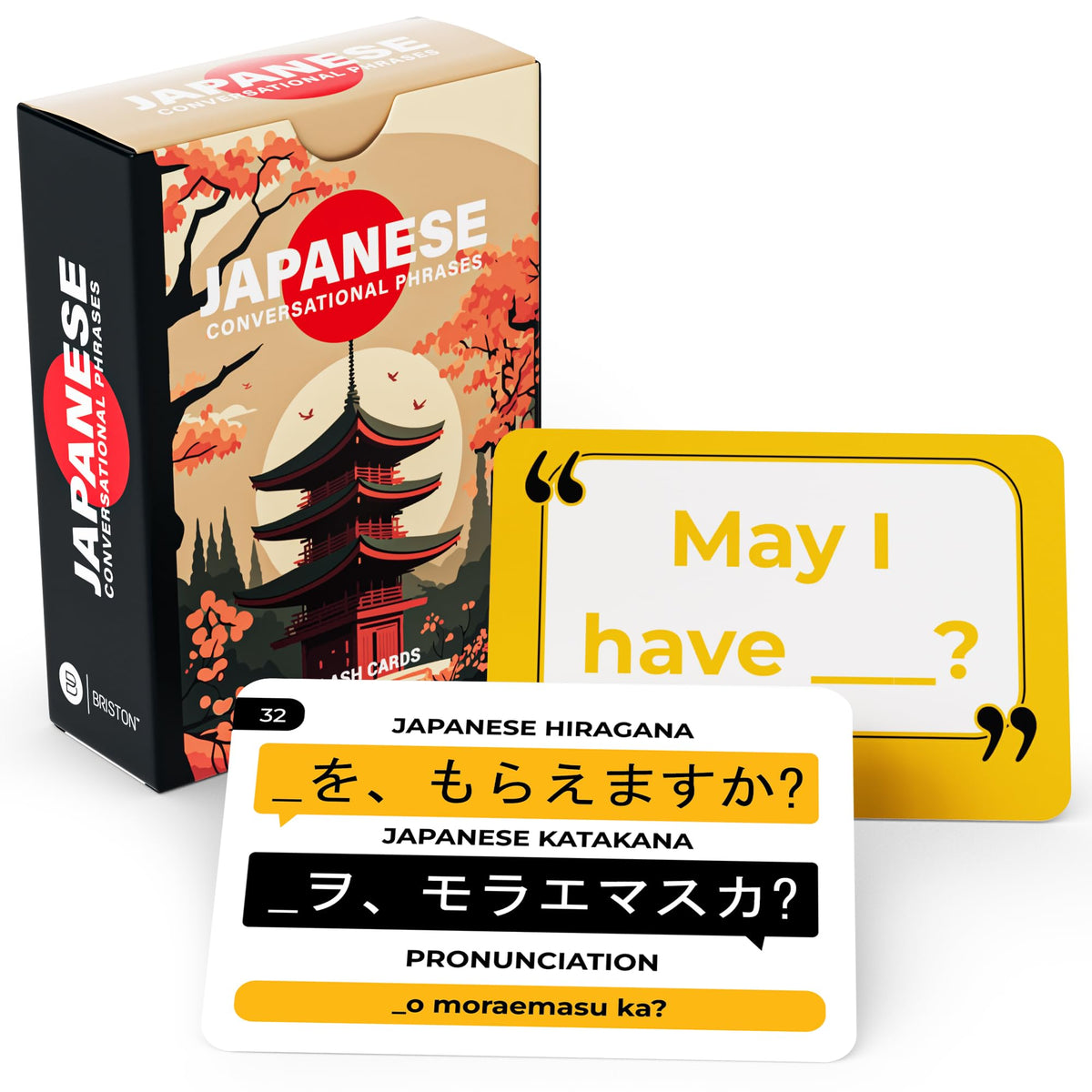 Briston Japanese Conversational Flash Cards – 75 Beginner Sayings with Audio Pronunciations