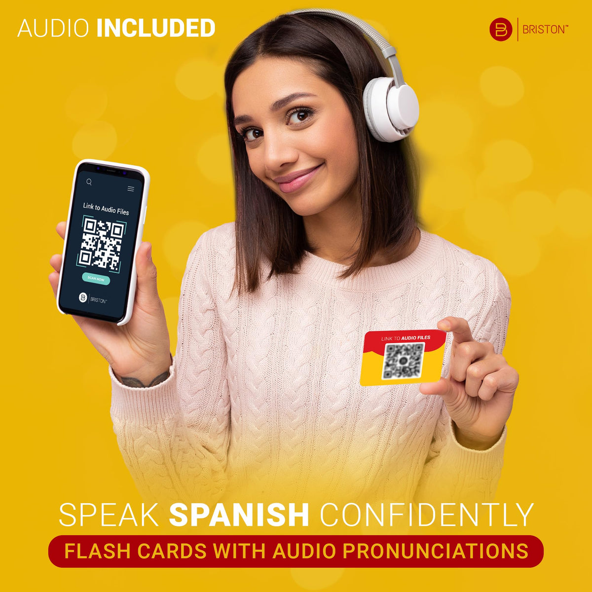 Briston Spanish Phrases Flash Cards – 75 Everyday Sayings with IPA & Audio