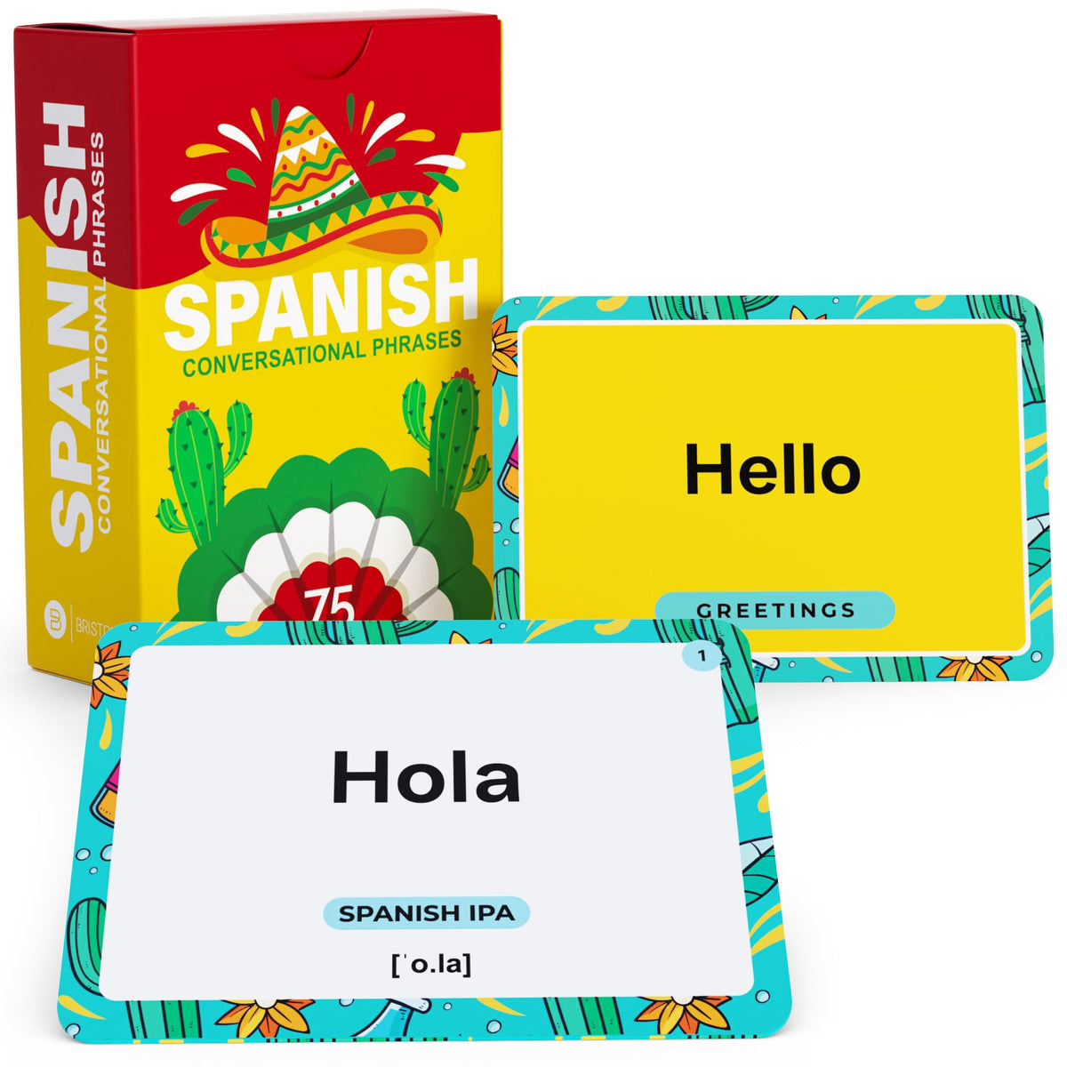 Briston Spanish Phrases Flash Cards – 75 Everyday Sayings with IPA & Audio