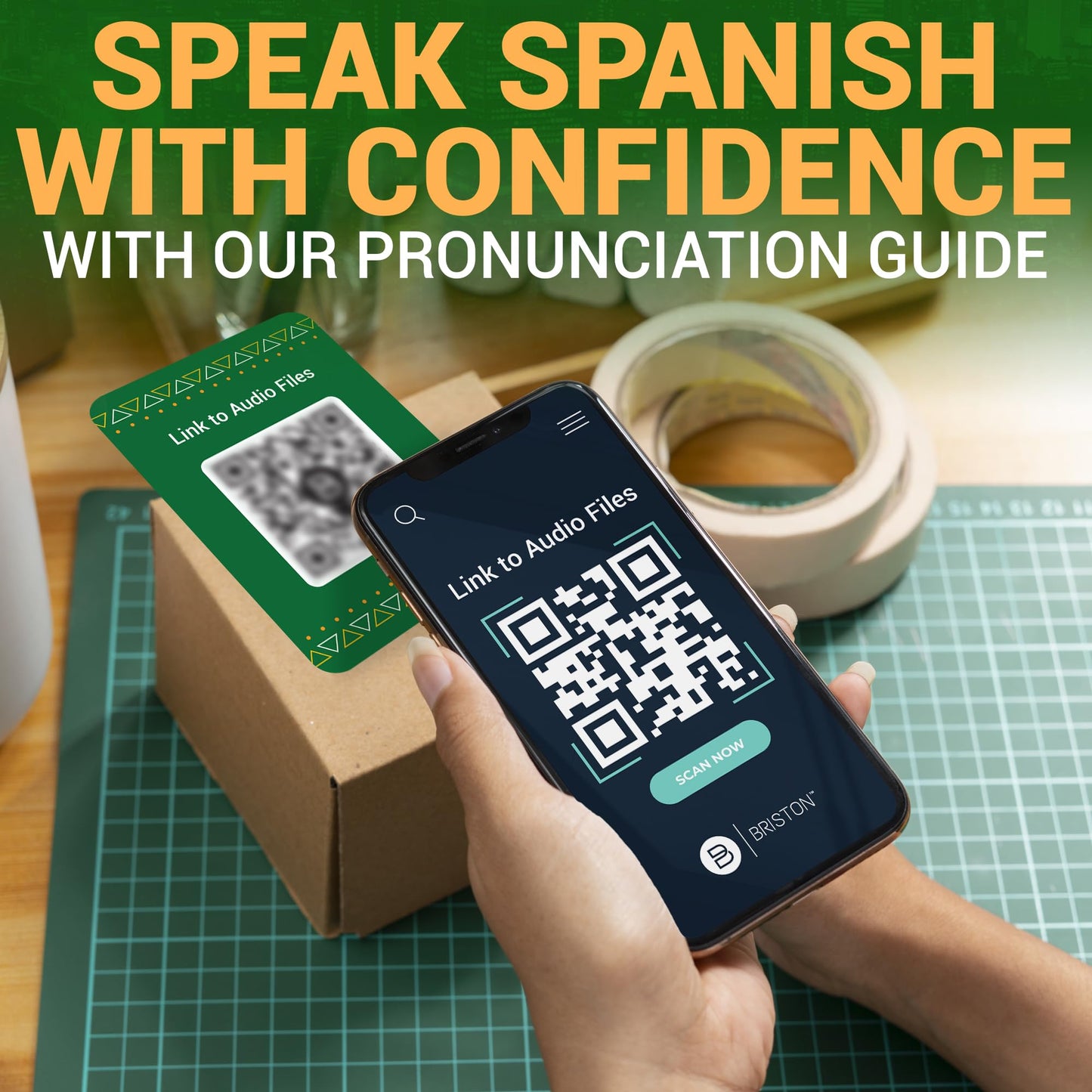 Briston Spanish Verbs Flash Cards – 150 Verbs, Audio Access & Grammar Guide