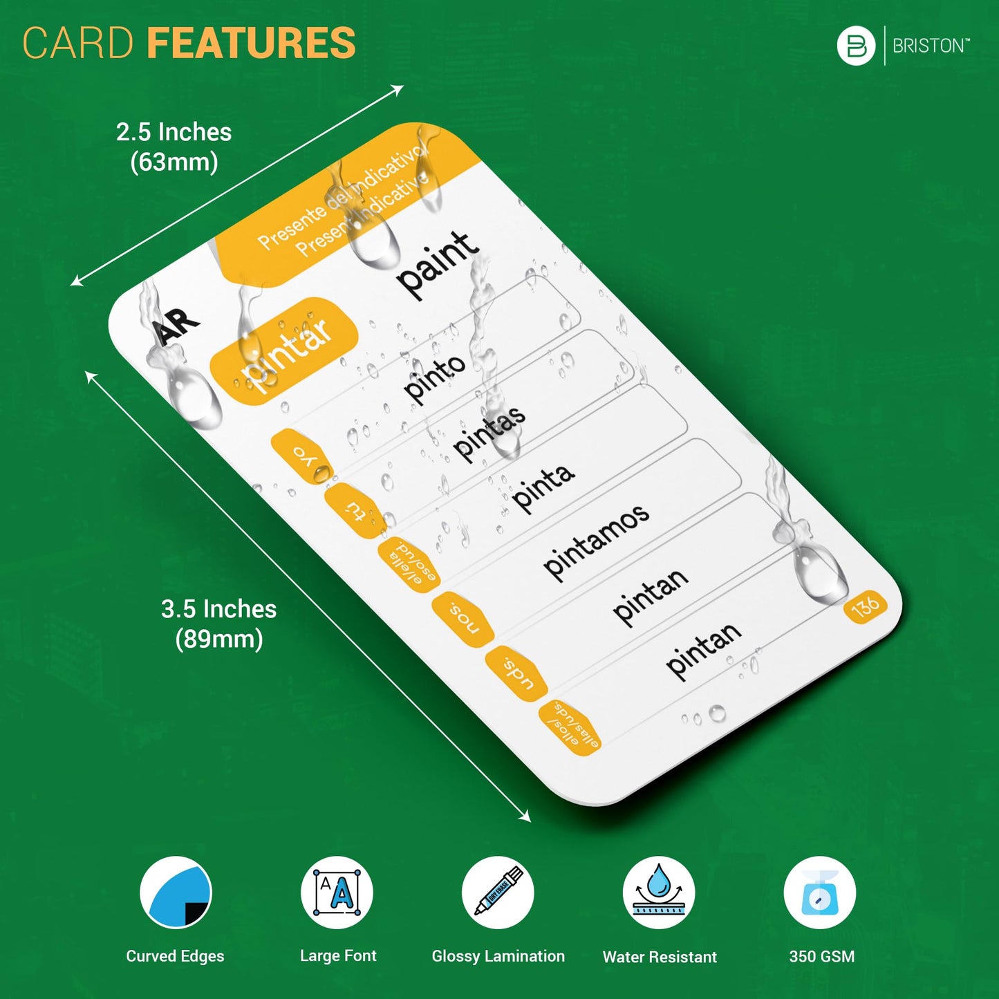Briston Spanish Verbs Flash Cards – 150 Verbs, Audio Access & Grammar Guide