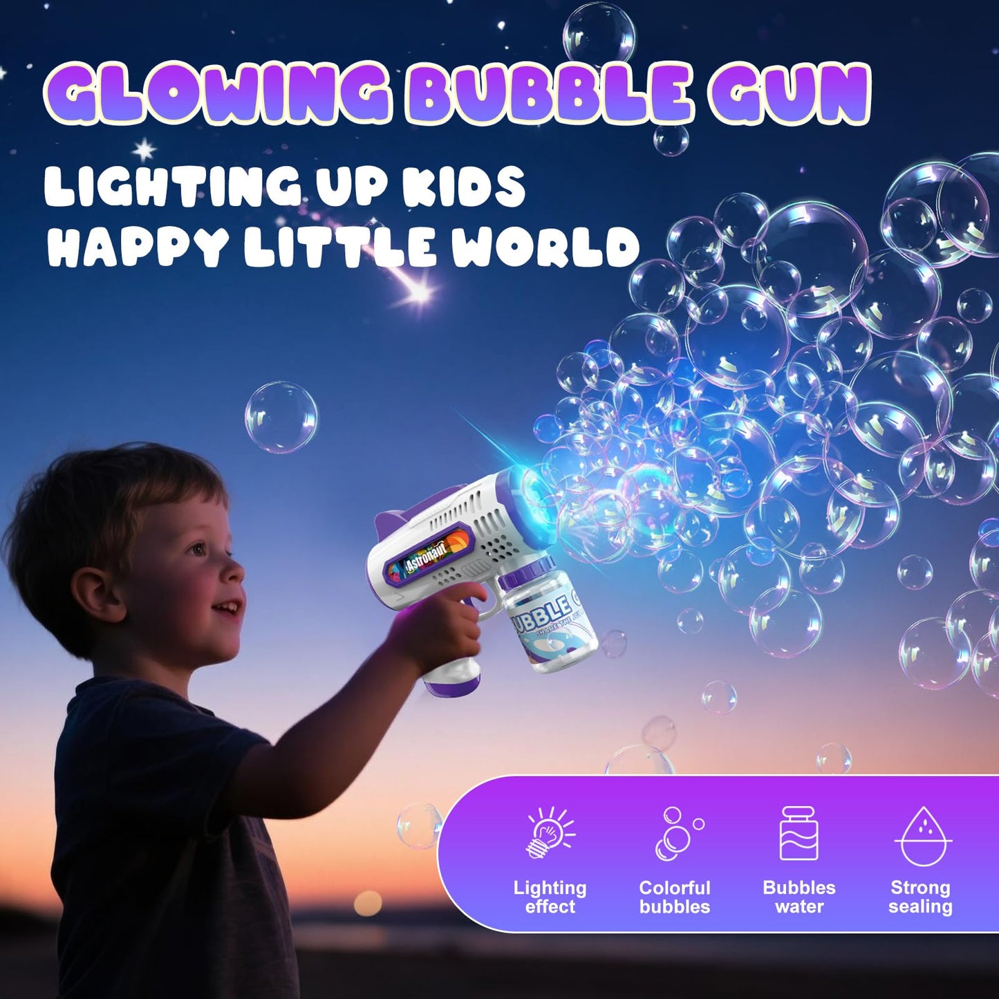 Britik 3 Pack Bubble Guns with Solution – Automatic Bubble Makers for Kids
