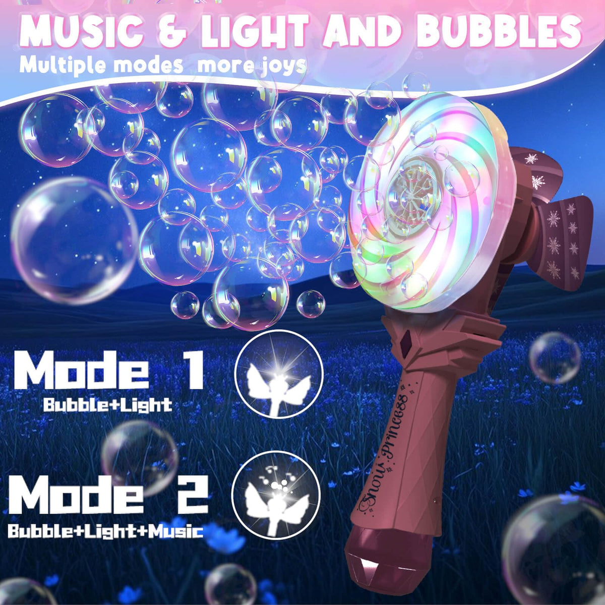 Britik Windmill Light-Up Bubble Wand for Kids 4–8 – Rechargeable Pink Bubble Machine