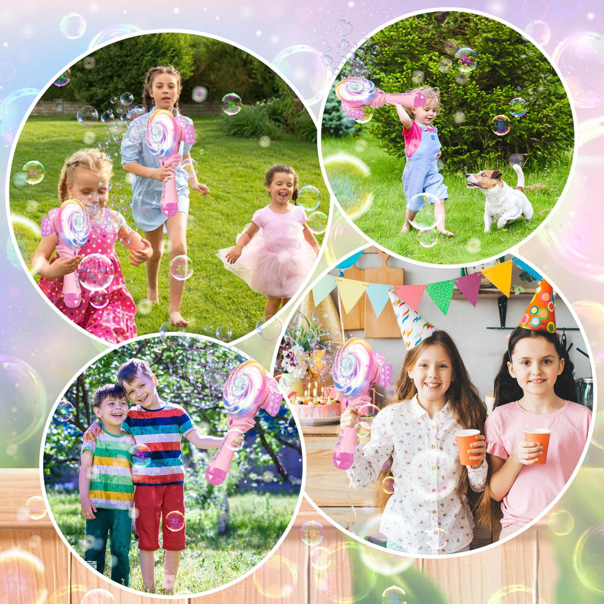 Britik Windmill Light-Up Bubble Wand for Kids 4–8 – Rechargeable Pink Bubble Machine