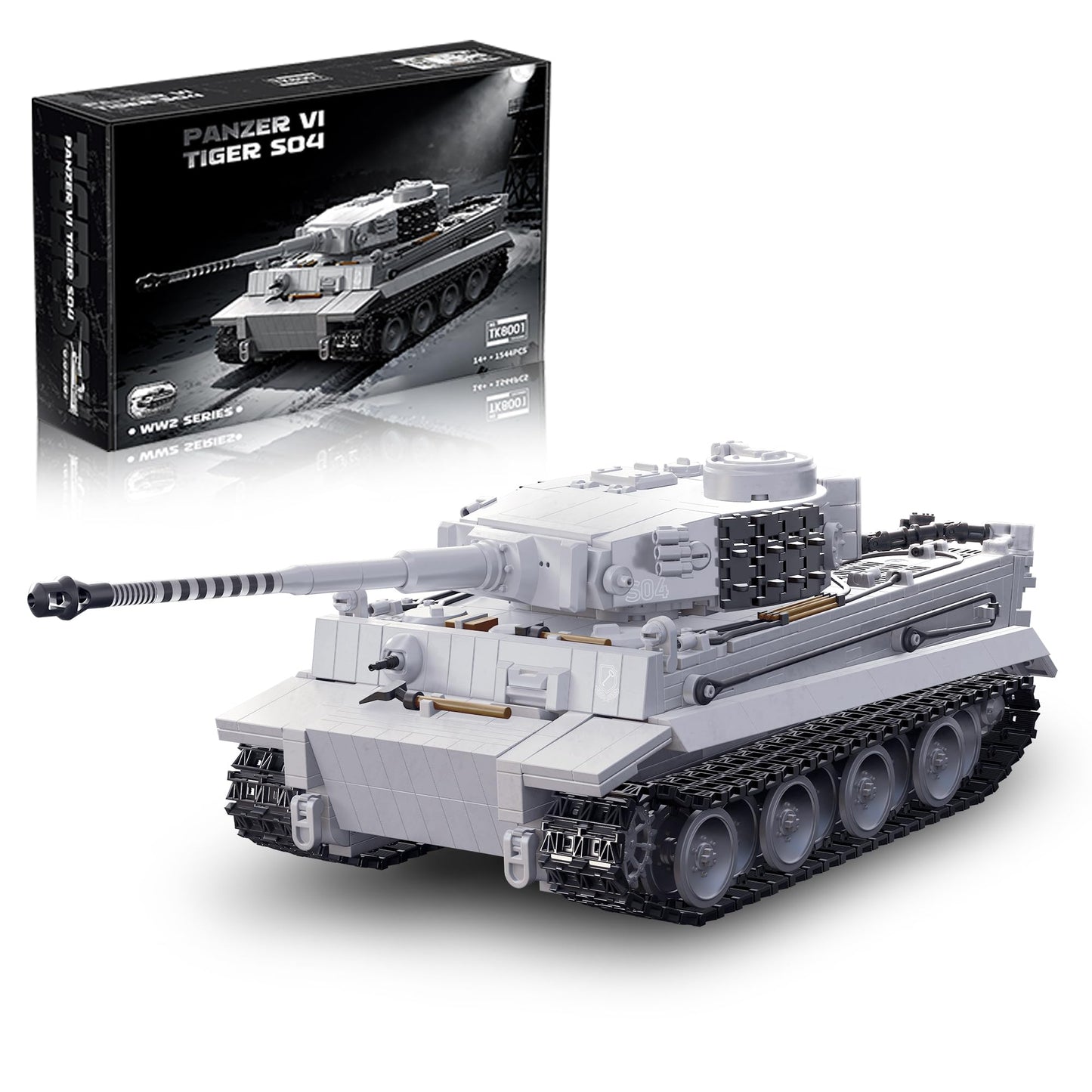 BrixVibe WW2 Tiger Heavy Tank S04 – 1:28 Scale 1544-Piece Military Model