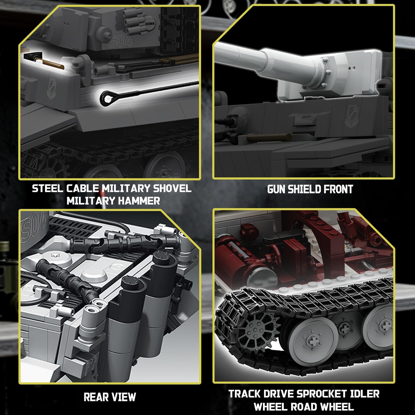 BrixVibe WW2 Tiger Heavy Tank S04 – 1:28 Scale 1544-Piece Military Model