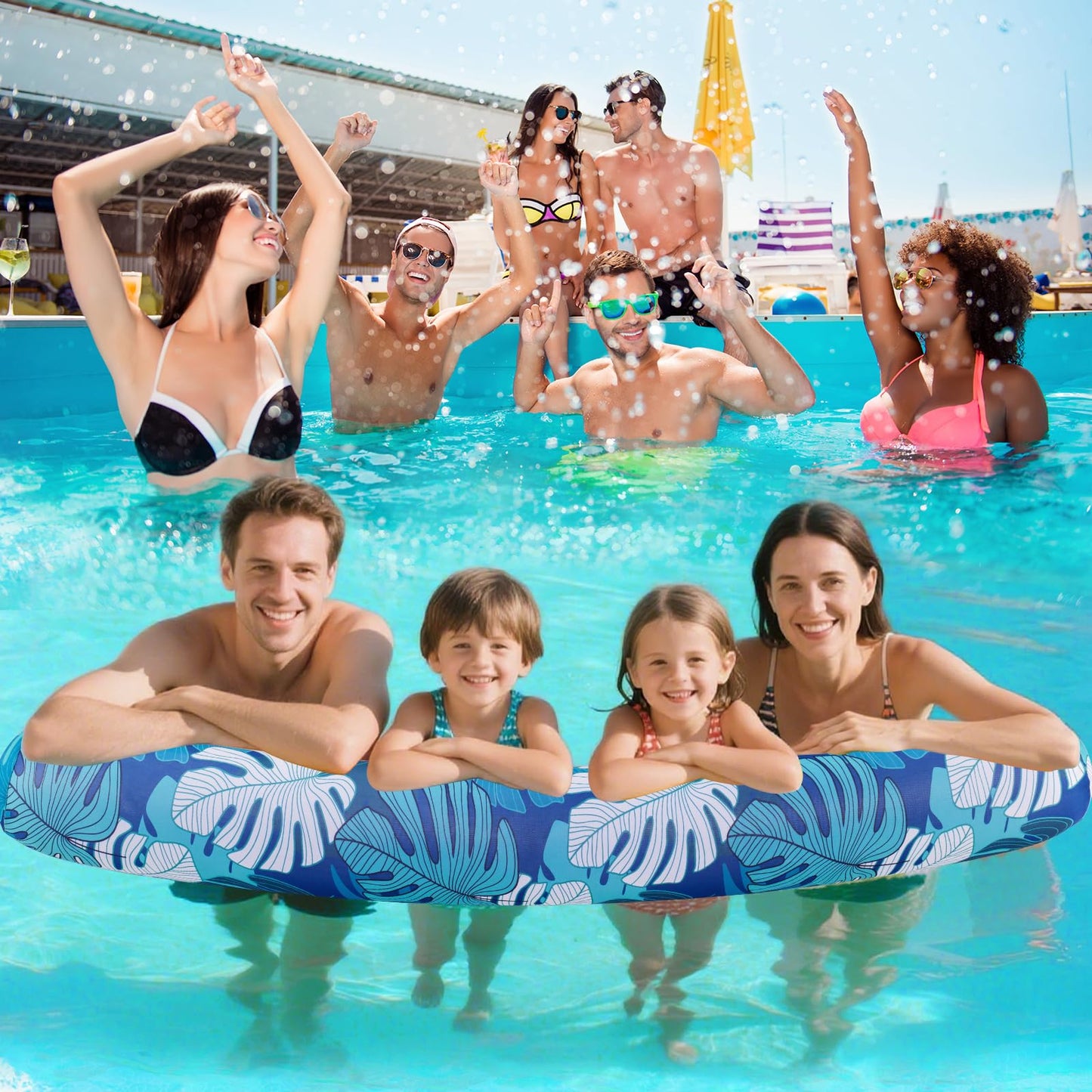 Brmoka 2-Pack Inflatable Pool Noodles Jumbo | Soft Fabric Cover, Quick-Dry, Portable Storage Bag