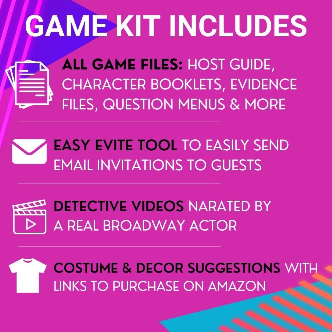Broadway Murder Mysteries: 80s Mall Murder Madness – 80s-Themed Murder Mystery Game Kit for Adults | 4-20+ Players | Physical Game | Updated 2025
