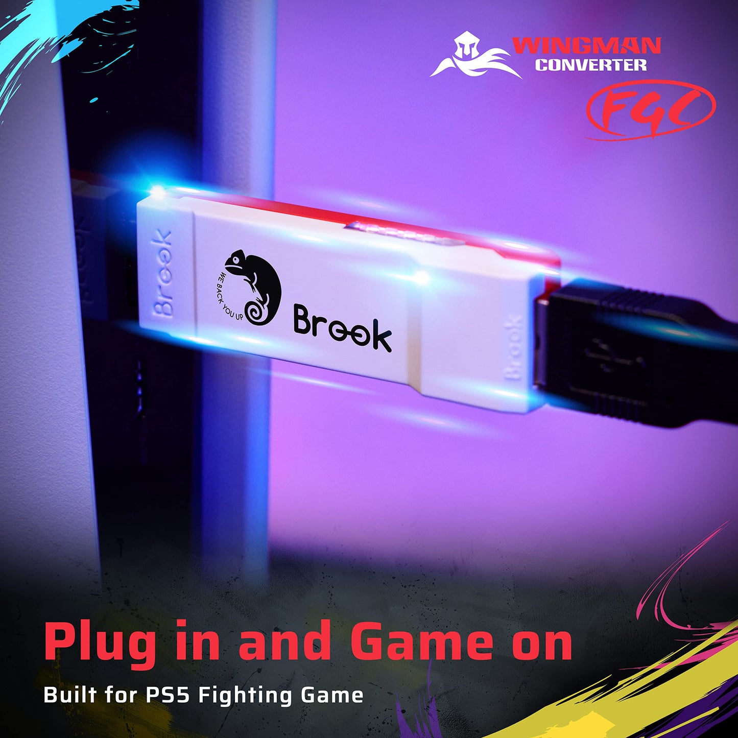 Brook Wingman FGC Converter — Arcade Joystick Adapter for PS5 Fighting Games (Street Fighter 6 & Tekken 8)