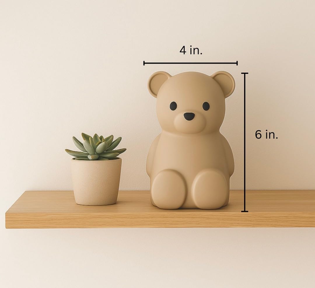 Brooklyn Neutral Silicone Teddy Bear Coin Bank — Unbreakable Kids Piggy Bank