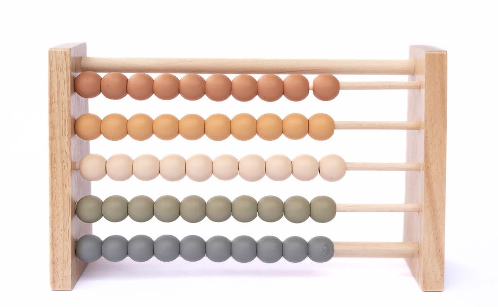 Brooklyn Neutral Boho Abacus – Montessori Wooden STEM Toy for Nursery & Playroom